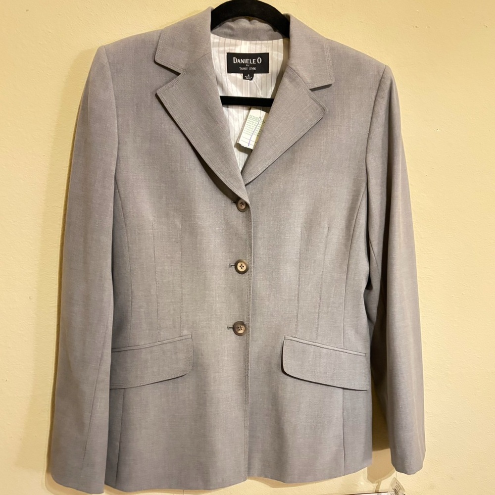 NWT Daniele O By Tahari Levine Suit Jacket Dress Jacket Gray Lined Pockets